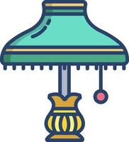A lamp with a green shade and a yellow base vector