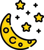 A yellow crescent with stars and a moon vector
