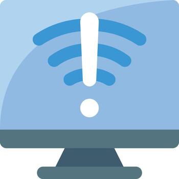A computer monitor with a wifi symbol on it vector