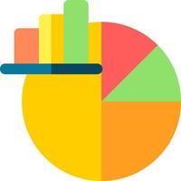 A pie chart with a bar chart on top vector