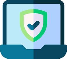 A laptop with a shield icon on it vector