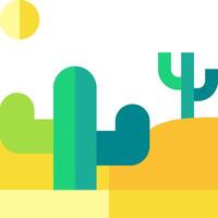 A cactus in the desert with a sun in the background vector