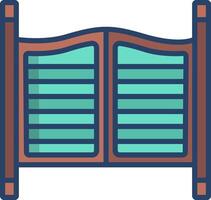 A wooden door with shutters on it vector