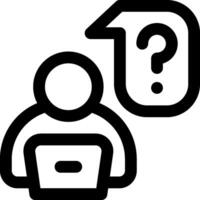 A person with a laptop and a question mark vector