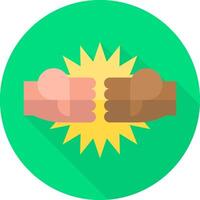 Two hands in a fist with a sunburst behind them vector