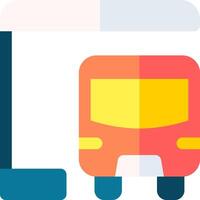 A bus is parked under a bus stop vector