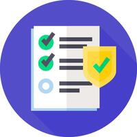 A check mark and a document with a shield vector
