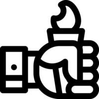 A black and white icon of a hand holding a torch vector