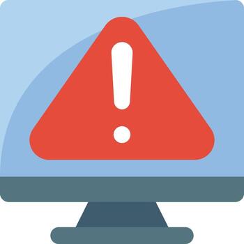 A computer monitor with a red warning sign on it vector