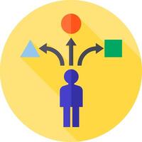 A person is surrounded by different shapes and arrows vector