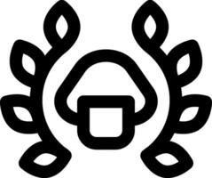 A black and white logo with leaves and a mushroom vector
