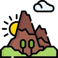 A mountain with trees and sun in the background vector