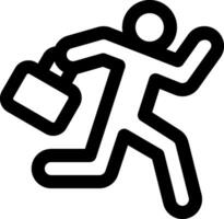 A black and white icon of a man running with a briefcase vector