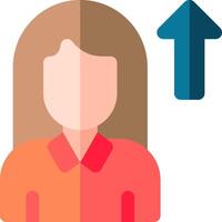 A woman with an arrow pointing up and a woman with a blue arrow pointing down vector