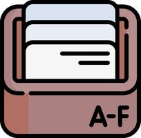 An icon of a file folder with the word a - f vector