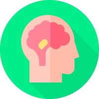 A flat icon of a brain with a yellow spot vector