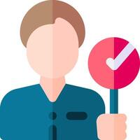 A man holding a check mark and a sign vector