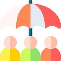 An umbrella with people under it vector