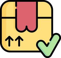 A box with a tick and arrow pointing to it vector