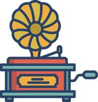 An old gramophone with a flower on top vector