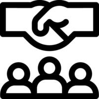 A black and white image of a handshake with people vector