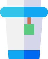 A cup with a lid and a green and blue handle vector