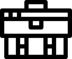 A black and white icon of a briefcase vector