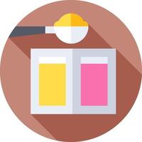 A yellow and pink box with a spoon and spoon vector