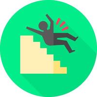 A man falling down stairs with a red arrow pointing to him vector