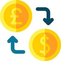 Two coins with arrows pointing to the right and left vector