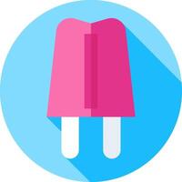Pink ice cream icon with long shadow vector