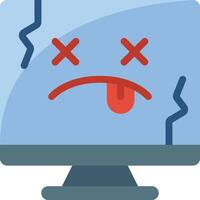A computer with a sad face on it vector