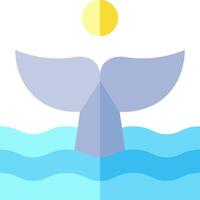 A whale tail with a sun in the background vector