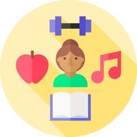 A woman is reading an apple, music and a book vector