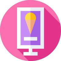 A flat icon of an ice cream cone on a computer screen vector