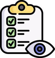 A checklist with an eye and a check mark vector