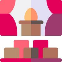 A flat icon of a table with a candle and a chair vector