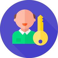 A man holding a key and a key icon vector
