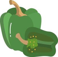 Green pepper with seeds and a cut open vector