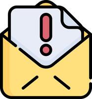 An email envelope with an exclamation mark on it vector