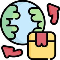 A globe with a box and arrows vector