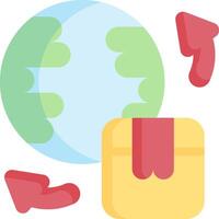 A globe with a box and a red arrow vector