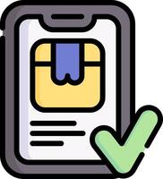 A phone with a check mark and a paper vector