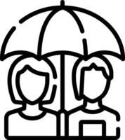 An icon of two people under an umbrella vector