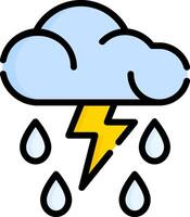 A cloud with a lightning bolt and rain drops vector