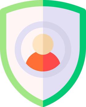 A person is in the center of a shield with a green and red background vector