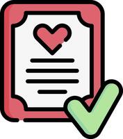 A heart and tick on a paper with a check mark vector