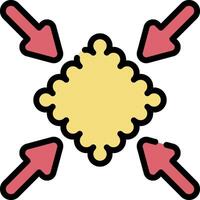 A yellow and red square with arrows pointing in different directions vector