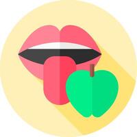 An apple and a tongue are in a flat design vector