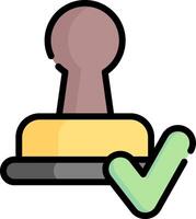 A stamp with a check mark on it vector